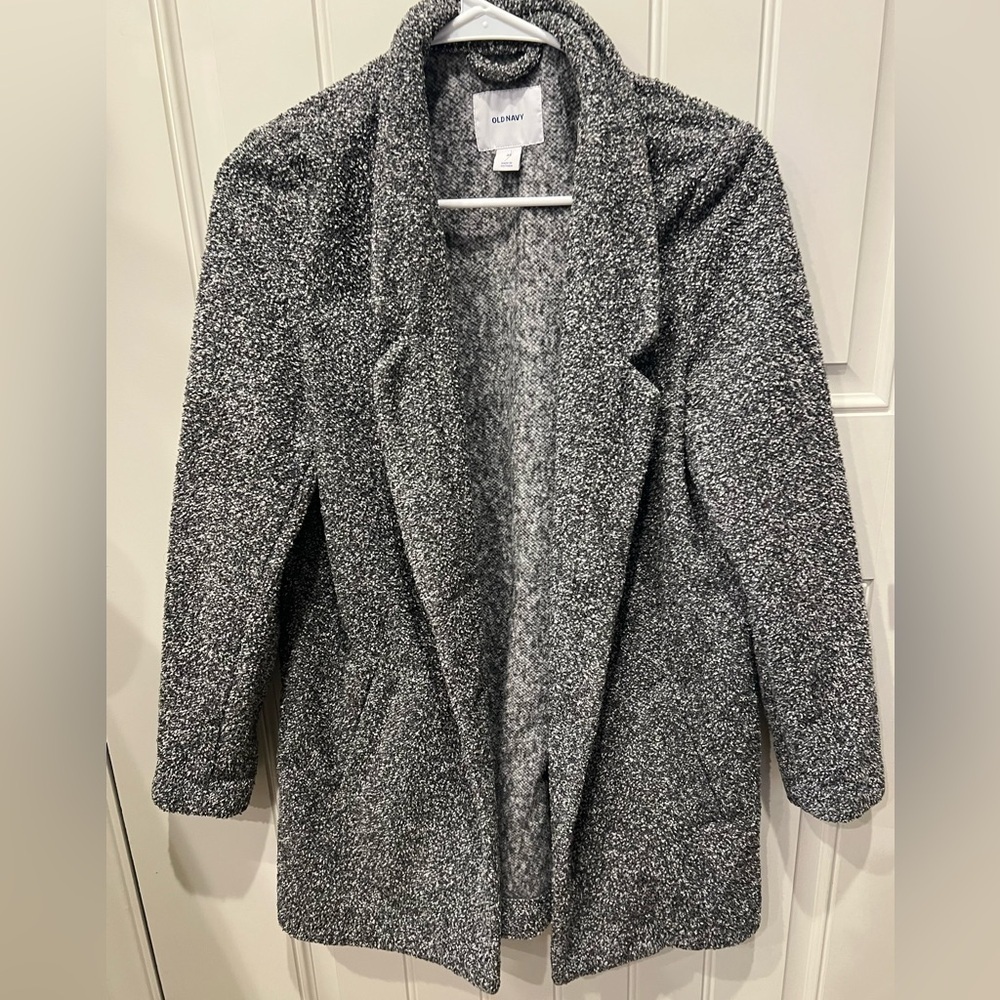 Old Navy XS Gray Heathered Jacket Blazer Cozy Open-Front Design - Picture 3 of 10